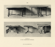 220383 Afbeelding van enkele tafels afkomstig uit het 17e eeuwse poppenhuis, onderdeel van de collectie van het ...